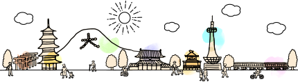京都の街並みのイラスト